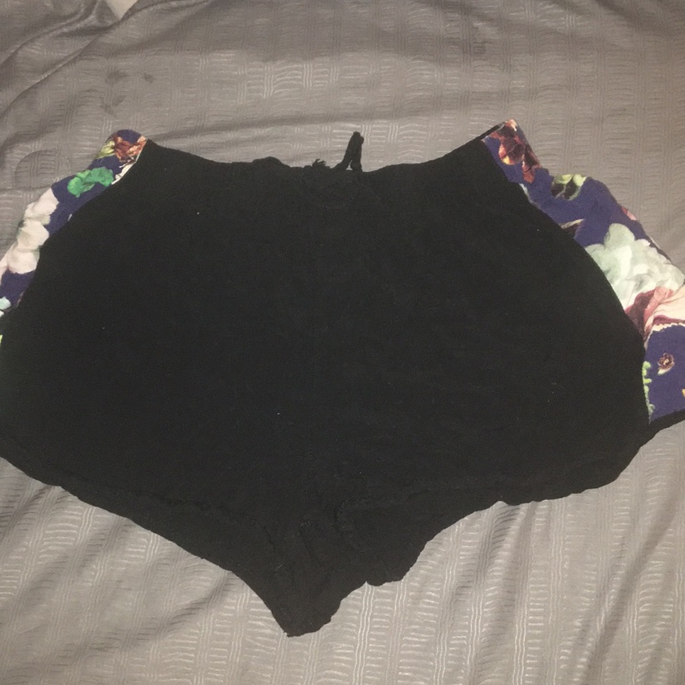 Black Shorts w/ Floral Design